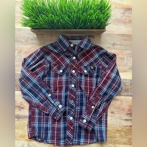 Black Jack  Size 4 Burgundy Plaid Button Down